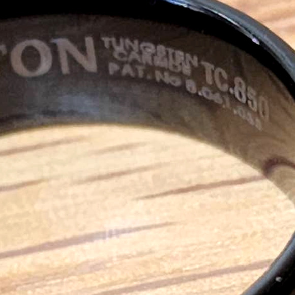 Triton Tungsten Carbide TC850 Comfort Fit Black Beveled Edge Wedding Band 11 - Picture 3 of 5